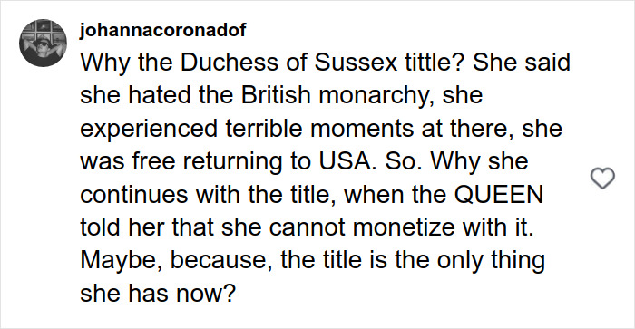 Alt text: Social media comment discussing Meghan Markle's Harper's Bazaar moment sparking intense internet reactions. Alt text: Social media comment discussing Meghan Markle's Harper's Bazaar moment sparking intense internet reactions.