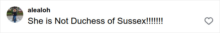 Comment on social media stating she is not Duchess of Sussex, related to Meghan Markle's Harper’s Bazaar moment.