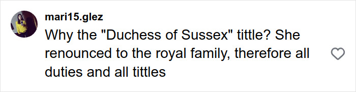 Social media user questioning Meghan Markle's Duchess of Sussex title in response to her Harper’s Bazaar moment discussion. Social media user questioning Meghan Markle's Duchess of Sussex title in response to her Harper’s Bazaar moment discussion.