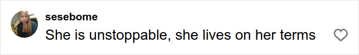 Screenshot of a social media comment praising Meghan Markle as unstoppable and living on her own terms. Screenshot of a social media comment praising Meghan Markle as unstoppable and living on her own terms.