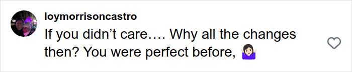 Screenshot of a social media comment questioning changes despite being perfect before, related to stretch marks on your skin. Screenshot of a social media comment questioning changes despite being perfect before, related to stretch marks on your skin.