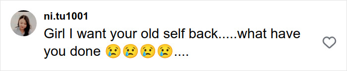 Social media comment expressing shock and sadness about someone's transformation related to stretch marks on skin. Social media comment expressing shock and sadness about someone's transformation related to stretch marks on skin.