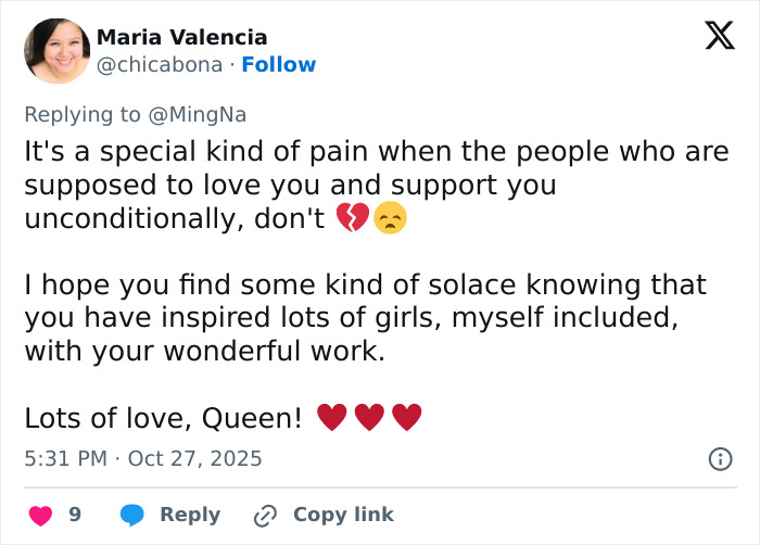 Twitter reply to actress Ming-Na Wen about her mom’s insults and her inspiring acting career. Twitter reply to actress Ming-Na Wen about her mom’s insults and her inspiring acting career.