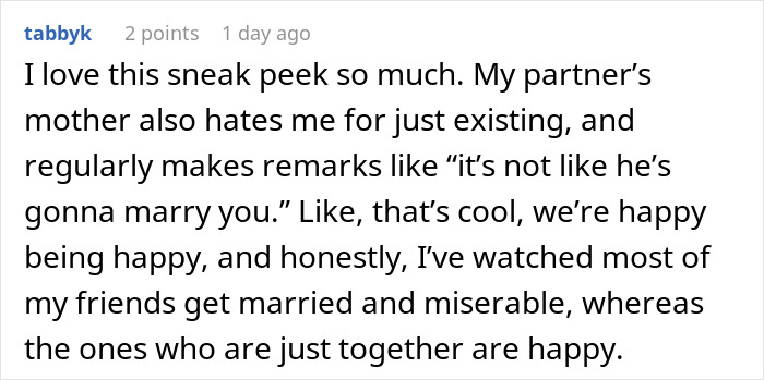 Reddit comment about man cutting ties with mother after she reveals true colors through texts to his girlfriend.