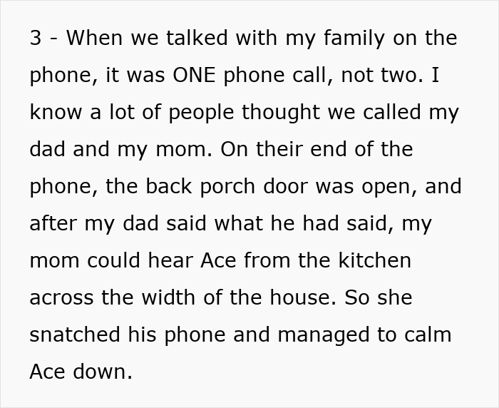 Text excerpt showing a woman’s phone call with family revealing what her sister-in-law thinks about her on Thanksgiving.