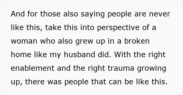 Text excerpt discussing a woman’s perspective on trauma and family dynamics related to in-laws during Thanksgiving.