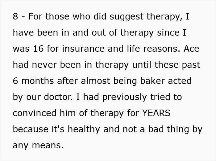 Text excerpt discussing personal experience with therapy and its importance, related to emotional impact and family dynamics.
