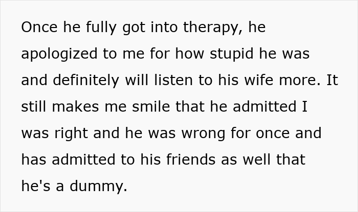 Text excerpt showing someone reflecting on therapy and apologies, related to Thanksgiving and sister-in-law conflict feelings.