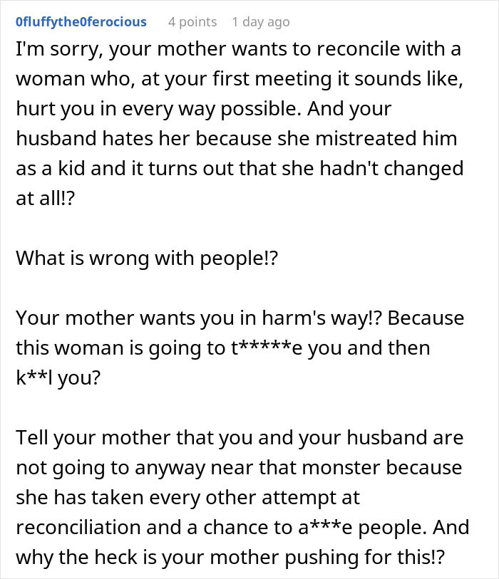 Comment expressing shock over what sister-in-law thinks about woman on Thanksgiving, revealing family tension and heartbreak.