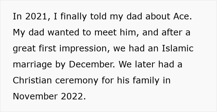 Text excerpt describing a woman’s marriage journey while referencing Thanksgiving and her sister-in-law’s opinion.