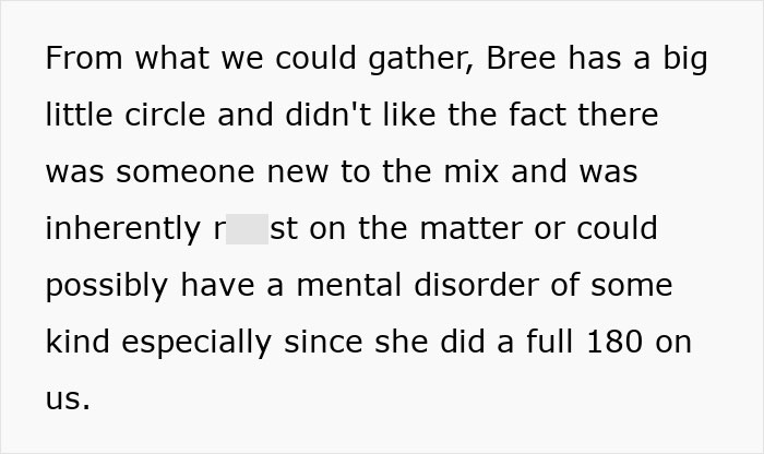 Text excerpt discussing a woman's experience with her sister-in-law's harsh opinions revealed on Thanksgiving.