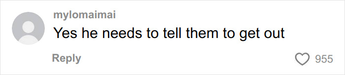 Screenshot of a social media comment saying he needs to tell them to get out, relating to a newlywed’s desperate radio call.