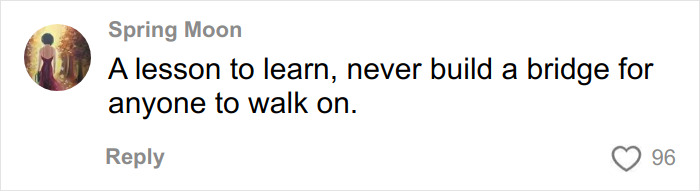 Comment from user Spring Moon reflecting on a life lesson, related to the theme of a newlywed making a desperate call. Comment from user Spring Moon reflecting on a life lesson, related to the theme of a newlywed making a desperate call.