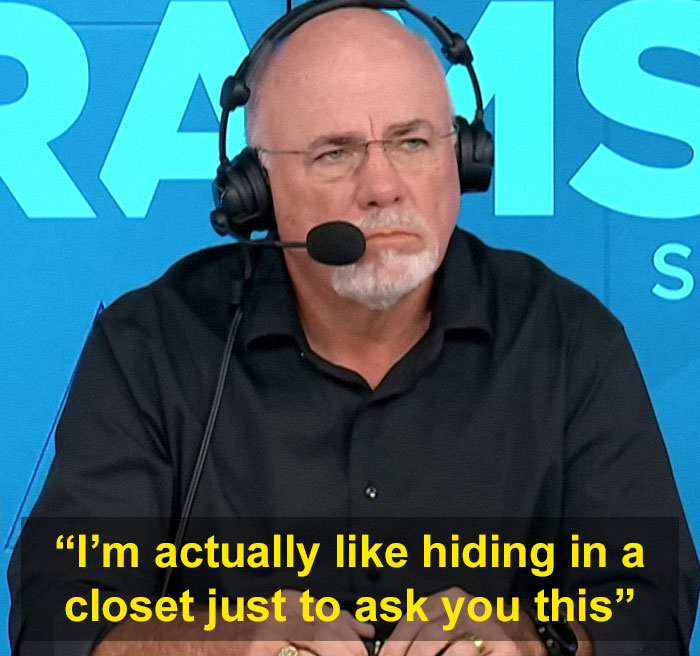 Man hosting radio show wearing headset and black shirt responding to a newlywed hiding in a closet to ask a question Man hosting radio show wearing headset and black shirt responding to a newlywed hiding in a closet to ask a question