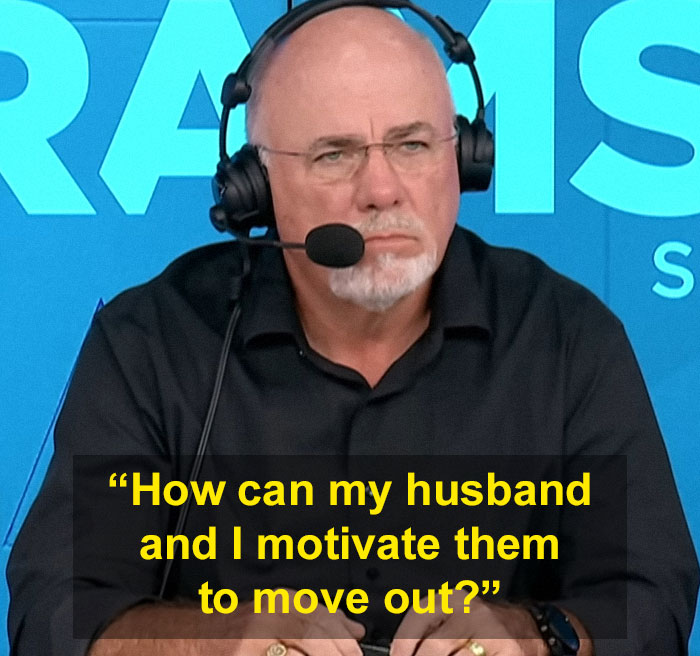 Host wearing headset in radio studio answering newlywed's question about motivating others to move out. Host wearing headset in radio studio answering newlywed's question about motivating others to move out.