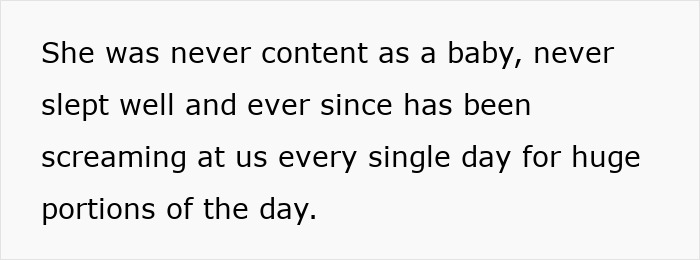 Text on a white background describing a toddler who never slept well and screams daily for long portions of the day. Text on a white background describing a toddler who never slept well and screams daily for long portions of the day.
