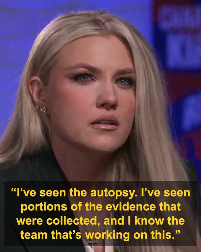 Erika Kirk during Fox interview, looking serious while discussing theories about the real culprit still free. Erika Kirk during Fox interview, looking serious while discussing theories about the real culprit still free.