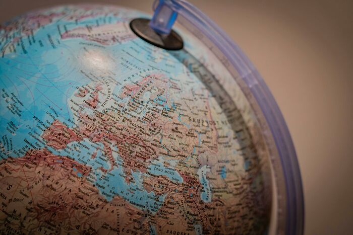 Close-up of a geographic globe focused on European countries for the ultimate geography quiz using capital cities. Close-up of a geographic globe focused on European countries for the ultimate geography quiz using capital cities.