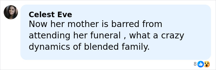 Comment by Celest Eve discussing the blended family dynamics after teen slain in cruise incident. Comment by Celest Eve discussing the blended family dynamics after teen slain in cruise incident.