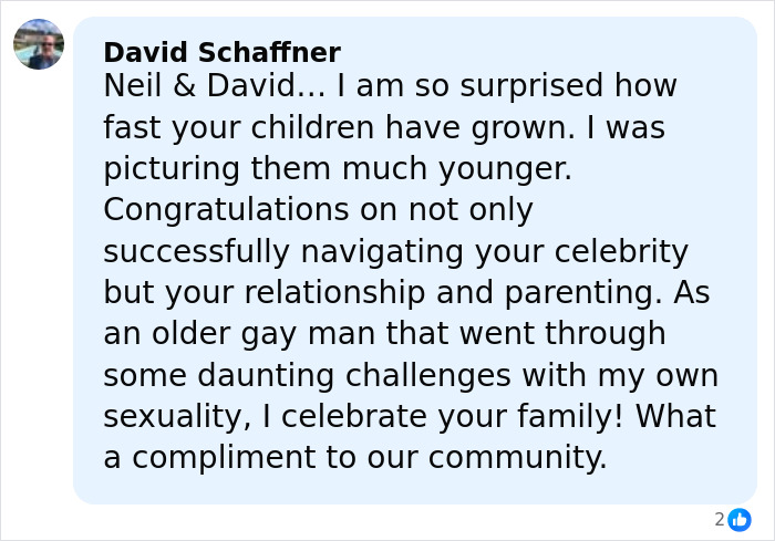 Comment praising Neil Patrick Harris and David for successfully parenting their grown-up daughter Harper, celebrating their family and community. Comment praising Neil Patrick Harris and David for successfully parenting their grown-up daughter Harper, celebrating their family and community.