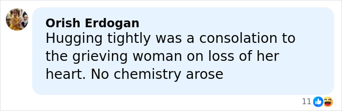 Comment by Orish Erdogan discussing grief and lack of chemistry amid JD Kirk Usha Vance split rumors online.