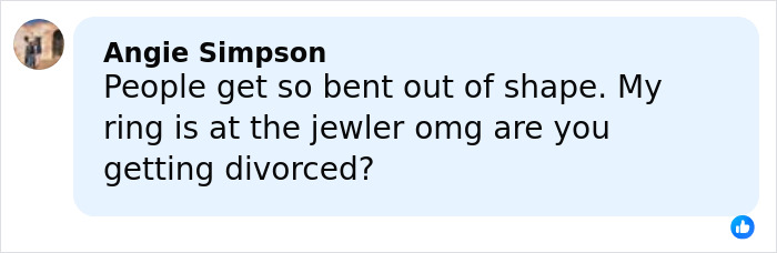 Comment from Angie Simpson addressing ringless photo and split rumors about JD Kirk and Usha Vance’s marriage. Comment from Angie Simpson addressing ringless photo and split rumors about JD Kirk and Usha Vance’s marriage.