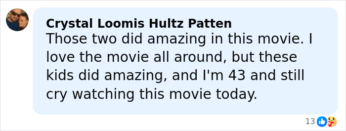 Comment praising the kids’ performances in My Girl movie, expressing emotion and lasting impact of the tragic scene. Comment praising the kids’ performances in My Girl movie, expressing emotion and lasting impact of the tragic scene.