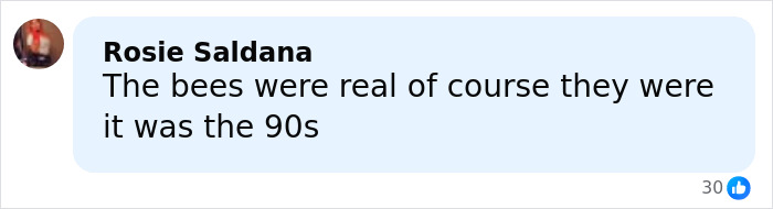 Comment by Rosie Saldana discussing the use of real bees during the filming of the 90s movie My Girl. Comment by Rosie Saldana discussing the use of real bees during the filming of the 90s movie My Girl.