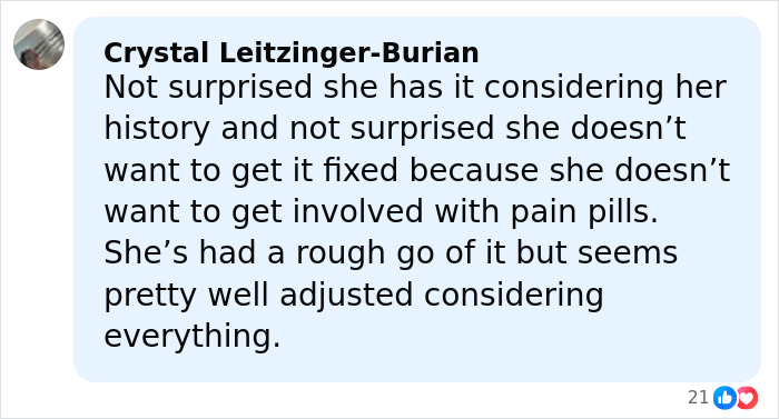 Comment discussing Paris Jackson's substance use and its impact on her face and recovery journey. Comment discussing Paris Jackson's substance use and its impact on her face and recovery journey.
