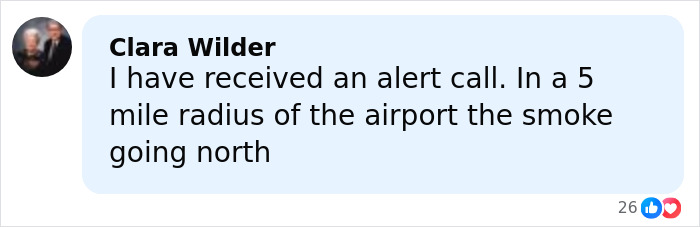 Screenshot of a social media alert describing a terrifying UPS plane crash near the airport with smoke visible going north. Screenshot of a social media alert describing a terrifying UPS plane crash near the airport with smoke visible going north.
