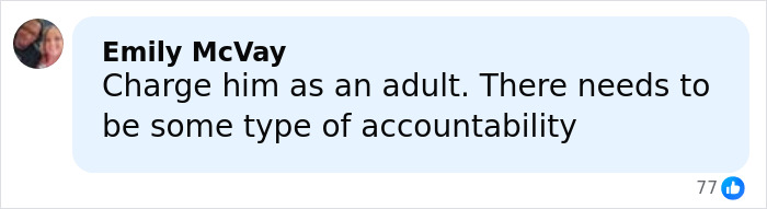 Facebook comment from Emily McVay demanding accountability after stepsibling under investigation in teen's body case on Carnival Cruise Facebook comment from Emily McVay demanding accountability after stepsibling under investigation in teen's body case on Carnival Cruise