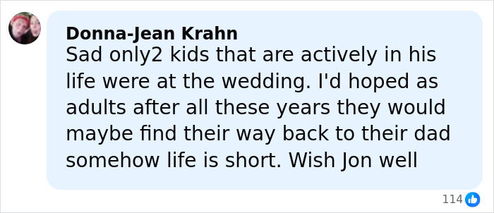 User comment about Jon Gosselin remarries, highlighting family reactions and emotional impact of the vows. User comment about Jon Gosselin remarries, highlighting family reactions and emotional impact of the vows.