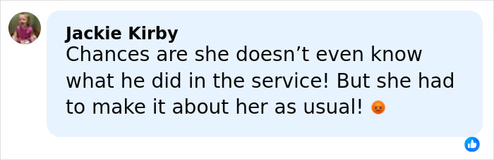 User comment on Meghan Markle Veterans Day post, criticizing her for overshadowing Prince Harry and veterans.