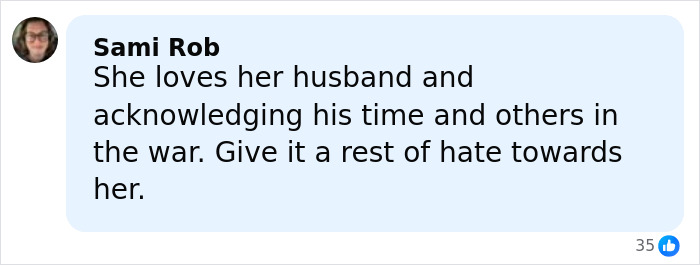 Comment on Meghan Markle slammed for Veterans Day post, defending her acknowledgment of Prince Harry’s military service.