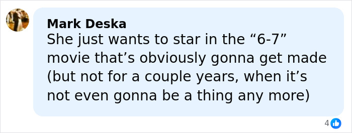 Comment from Mark Deska discussing the viral 6,7 meme and its impact on upcoming movie plans. Comment from Mark Deska discussing the viral 6,7 meme and its impact on upcoming movie plans.