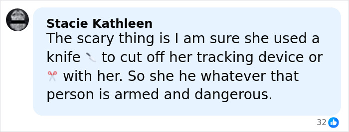 Comment discussing the danger of a Slender Man attacker using a knife to cut off a tracking device during a manhunt. Comment discussing the danger of a Slender Man attacker using a knife to cut off a tracking device during a manhunt.