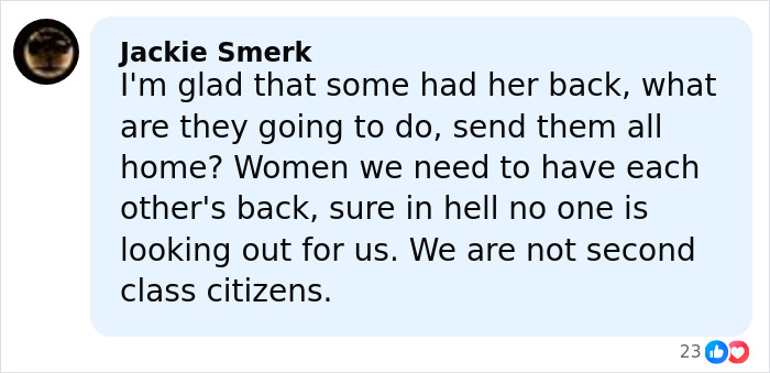 Comment from Jackie Smerk supporting women standing up together amid controversy at Miss Universe involving Miss Mexico and VP. Comment from Jackie Smerk supporting women standing up together amid controversy at Miss Universe involving Miss Mexico and VP.