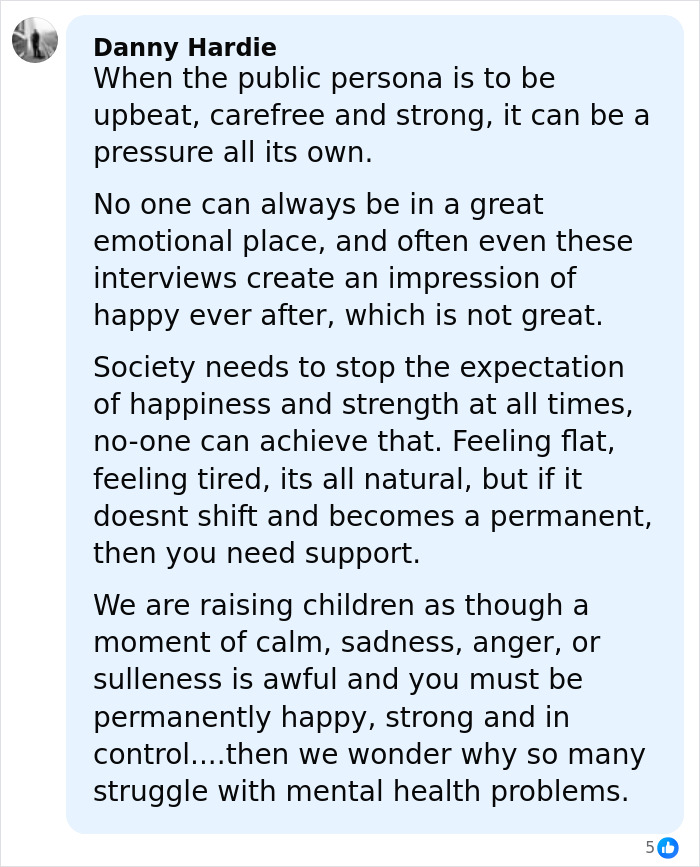 Comment discussing societal pressure on happiness and mental health, relating to Florence Pugh age gap with ex Zach Braff. Comment discussing societal pressure on happiness and mental health, relating to Florence Pugh age gap with ex Zach Braff.