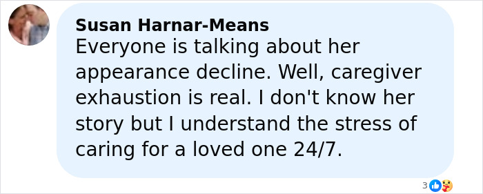 Comment discussing caregiver exhaustion related to former news anchor involved in tragic family incident on Halloween. Comment discussing caregiver exhaustion related to former news anchor involved in tragic family incident on Halloween.