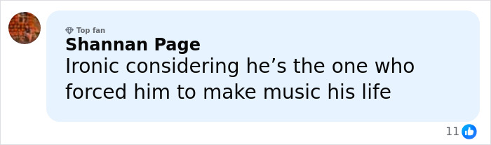 Comment from Shannan Page discussing irony related to Simon Cowell and Liam Payne’s music career influence. Comment from Shannan Page discussing irony related to Simon Cowell and Liam Payne’s music career influence.