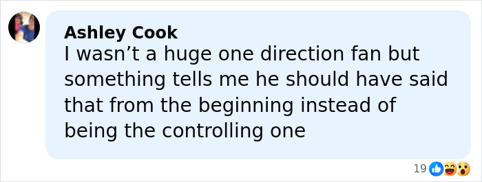 Comment by Ashley Cook discussing opinions related to Liam Payne's mental collapse and Simon Cowell's role in it. Comment by Ashley Cook discussing opinions related to Liam Payne's mental collapse and Simon Cowell's role in it.