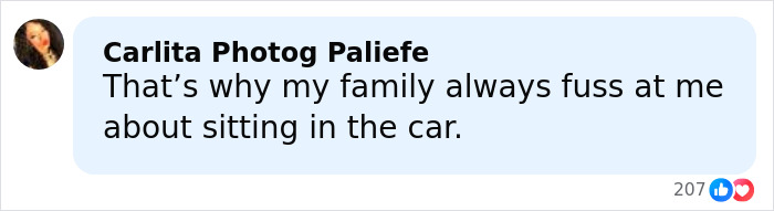 Woman with long dark hair smiling, sharing a comment about family concerns while sitting in a car. Woman with long dark hair smiling, sharing a comment about family concerns while sitting in a car.