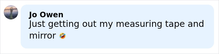 Comment by Jo Owen about using measuring tape and mirror, related to beauty and the golden ratio concept for celebrities.