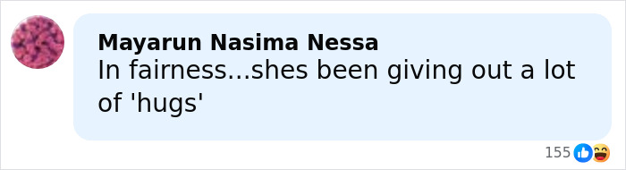 Text message conversation showing a comment about giving out a lot of hugs related to Erika Kirk and JD Vance incident. Text message conversation showing a comment about giving out a lot of hugs related to Erika Kirk and JD Vance incident.
