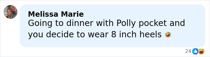 Text message from Melissa Marie joking about wearing 8 inch heels, referencing Taylor Swift's friendship with Sabrina Carpenter and shoe choice.