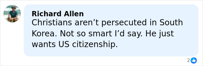 Comment by Richard Allen criticizing the world’s smartest man from South Korea seeking US citizenship. Comment by Richard Allen criticizing the world’s smartest man from South Korea seeking US citizenship.