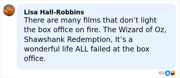 Comment by Lisa Hall-Robbins discussing films that failed at the box office, related to Sydney Sweeney PR damage control. Comment by Lisa Hall-Robbins discussing films that failed at the box office, related to Sydney Sweeney PR damage control.