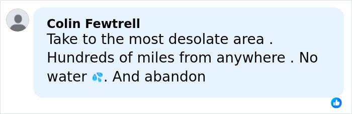 Comment by Colin Fewtrell discussing abandoning a desolate area with no water hundreds of miles away. Comment by Colin Fewtrell discussing abandoning a desolate area with no water hundreds of miles away.