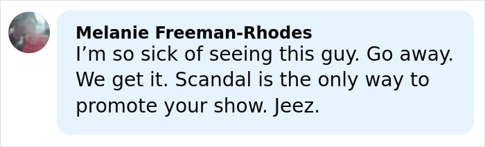 Screenshot of an online comment criticizing scandal use amid Millie Bobby Brown and David Harbour&rsquo;s complex 10-year relationship.