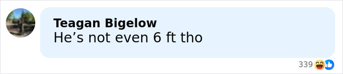 Screenshot of a social media comment reading he’s not even 6 ft, reacting to viral mugshot of the next Brad Pitt. Screenshot of a social media comment reading he’s not even 6 ft, reacting to viral mugshot of the next Brad Pitt.